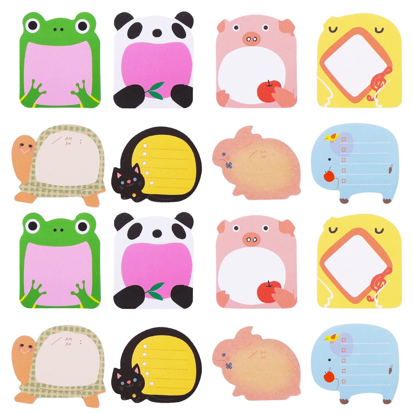 cobee Cute Sticky Notes, Cartoon Sticky Notes Markers Flags Animals Shape Self-Stick Easy Post Notes Memo Pads Students Home Office Roommates Gifts Tab Supplies 16 Pieces