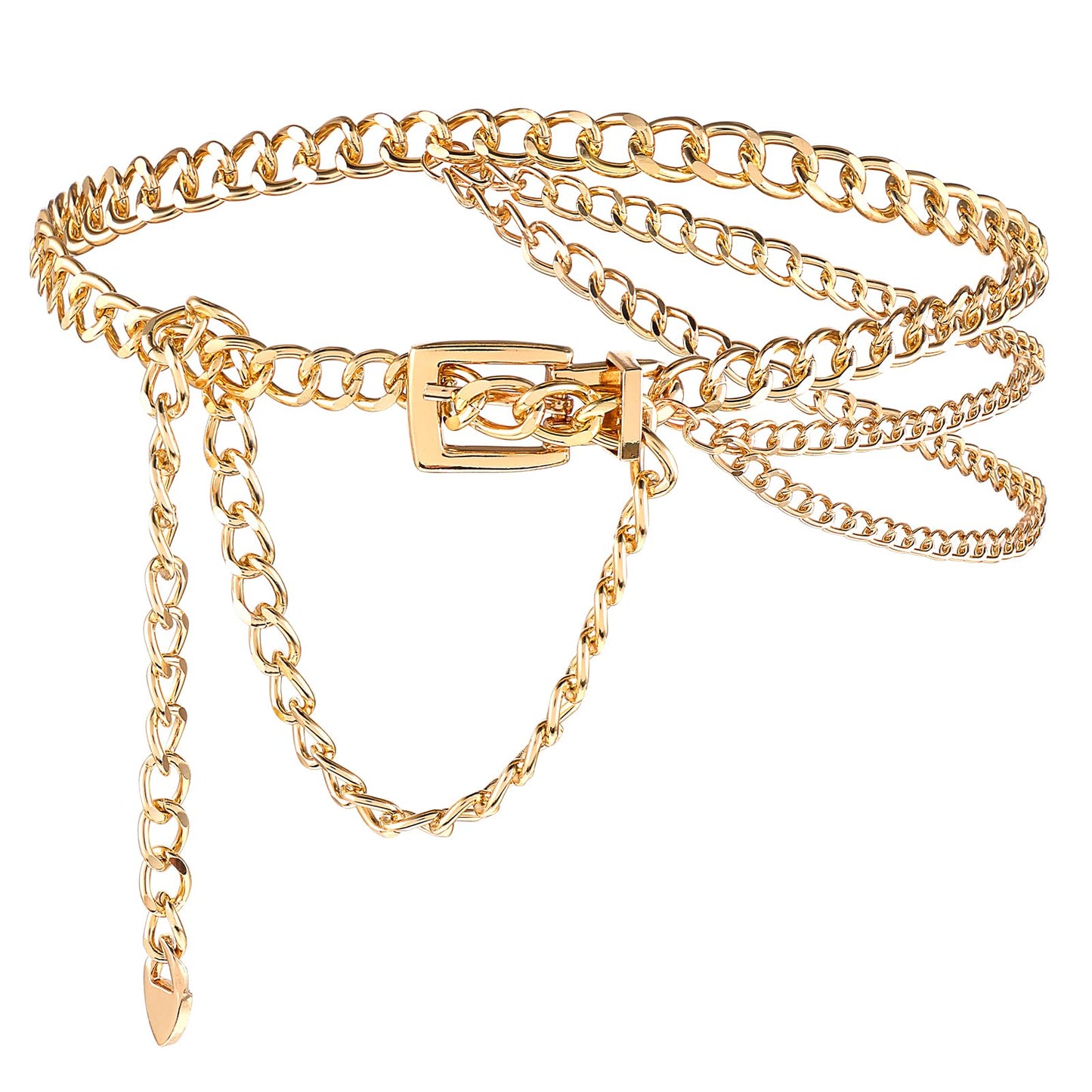 Amabro Multilayer Waist Chain Belt, Adjustable Metal Chain Dress Belt Women Girls Ladies Dress Jeans(Gold)
