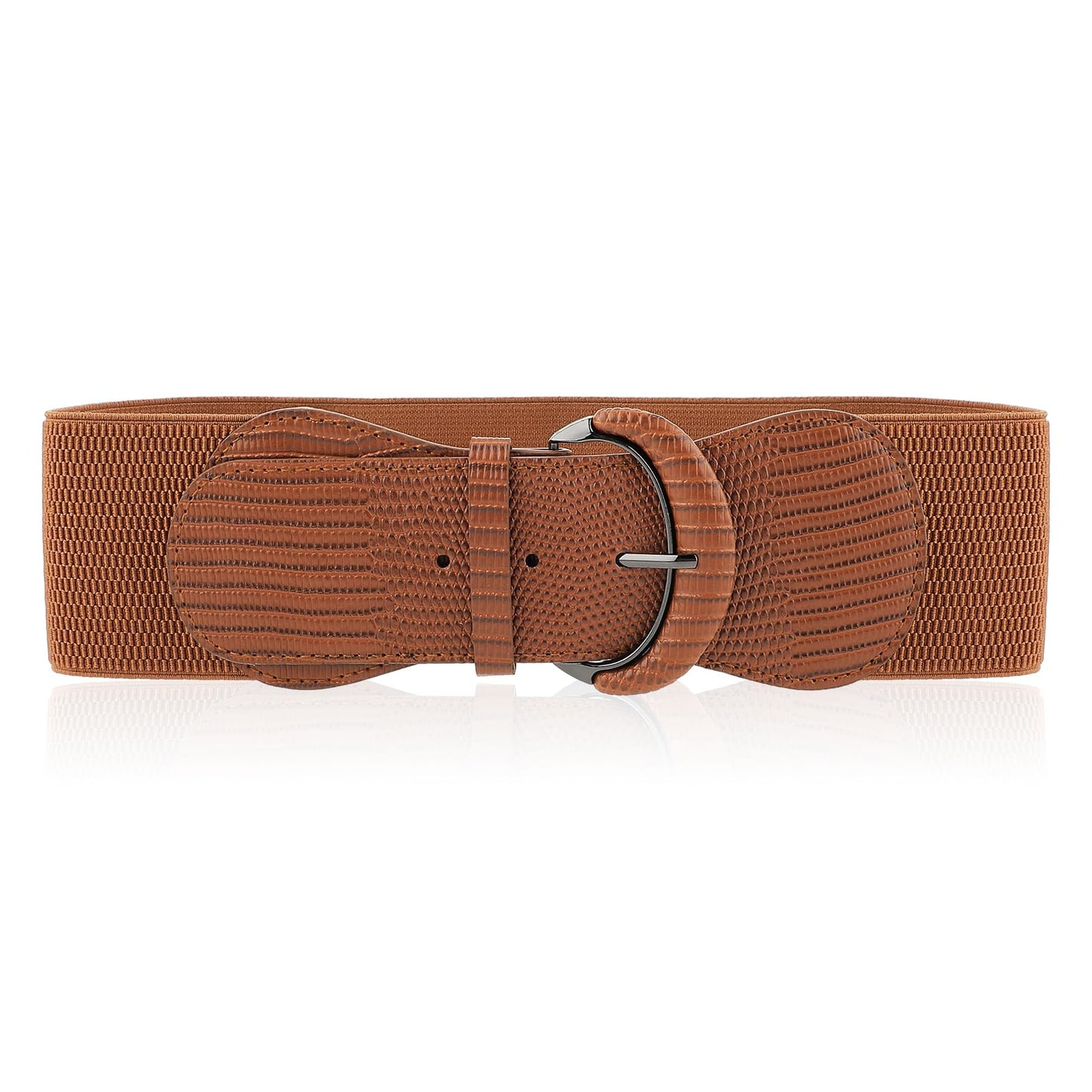 GEEHUA Women Wide Elastic Belt, Stretch Waist Belt Vintage Chunky Waistband Ladies Stretchy Belt for Dresses Jeans(Brown)