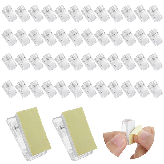 Molain Self-Adhesive Clips, Wall Tapestry Clips Plastic Sticky Photo Clips Hanging Spring Clips (50 Pieces)