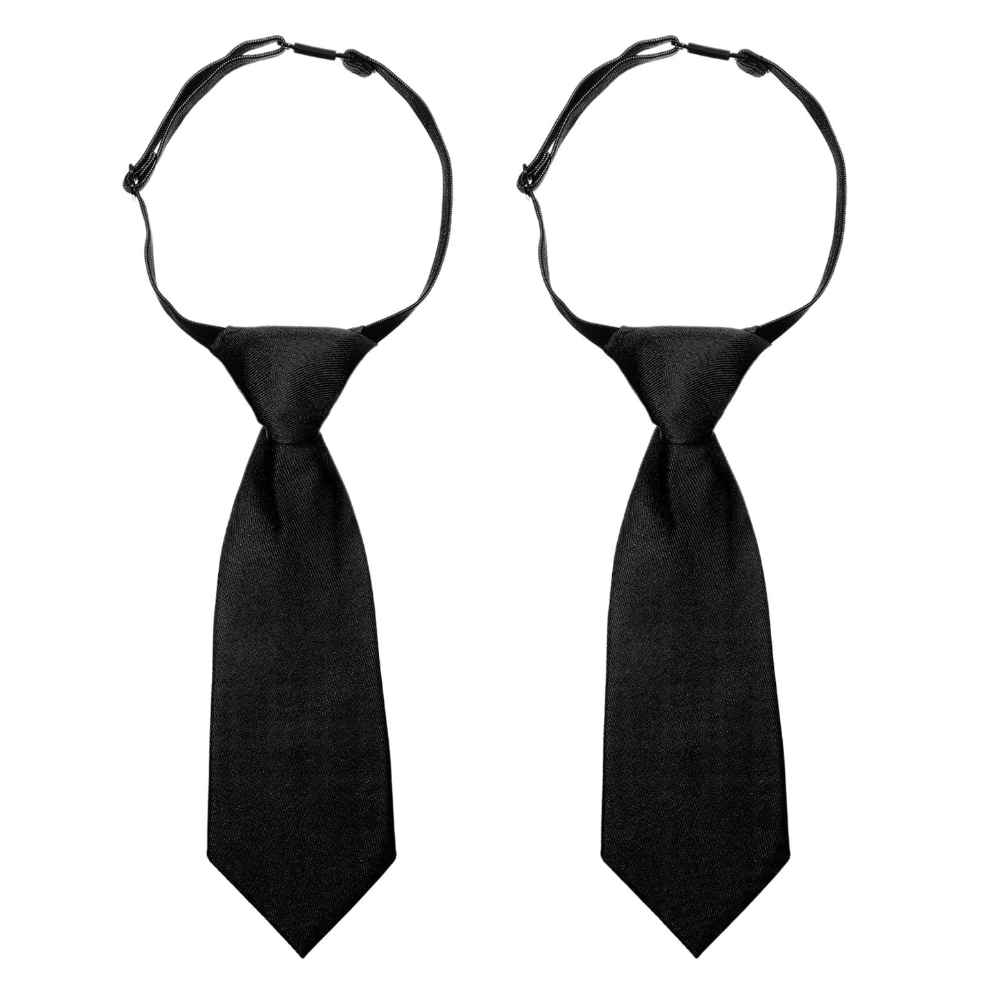 TIESOME 2 PCS Ties for Kids Boys Necktie Adjustable, Kids Necktie for Age 8-12 Kid Neckties for Wedding School Graduation(Black)