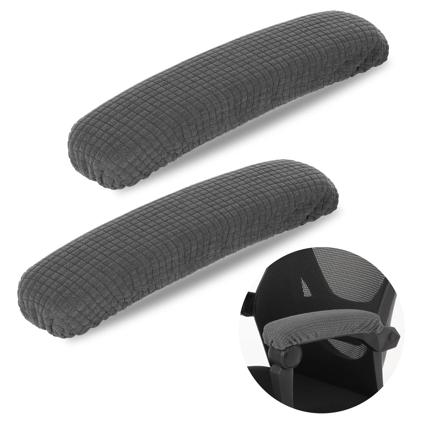 TIESOME 2Pcs Office Chair Arm Armrest Covers, Stretchable Polyester Office Chair Protector Covers Relieves Elbow Discomfort (Length-40cm) (Coffee) (Coffee) (Grey)