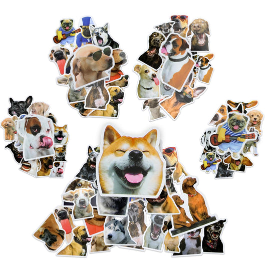 Bewudy 50Pcs Funny Dog Stickers Bulk, Cool Animal Puppy Waterproof Kids' Stickers, Realistic Dog Sticker Emoticon Pack for Water Bottles Scrapbooking DIY Stickers for Kids Boy Girl (Style B)