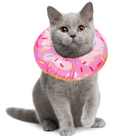 cobee Adjustable Cat Recovery Collar, Cute Cat Donut Collar Soft Cat Cone Collar Kitten Pillow Elizabeth Neck Kitten Collar After Surgery Wound Healing Protective Cone Collars for Small Medium Cats