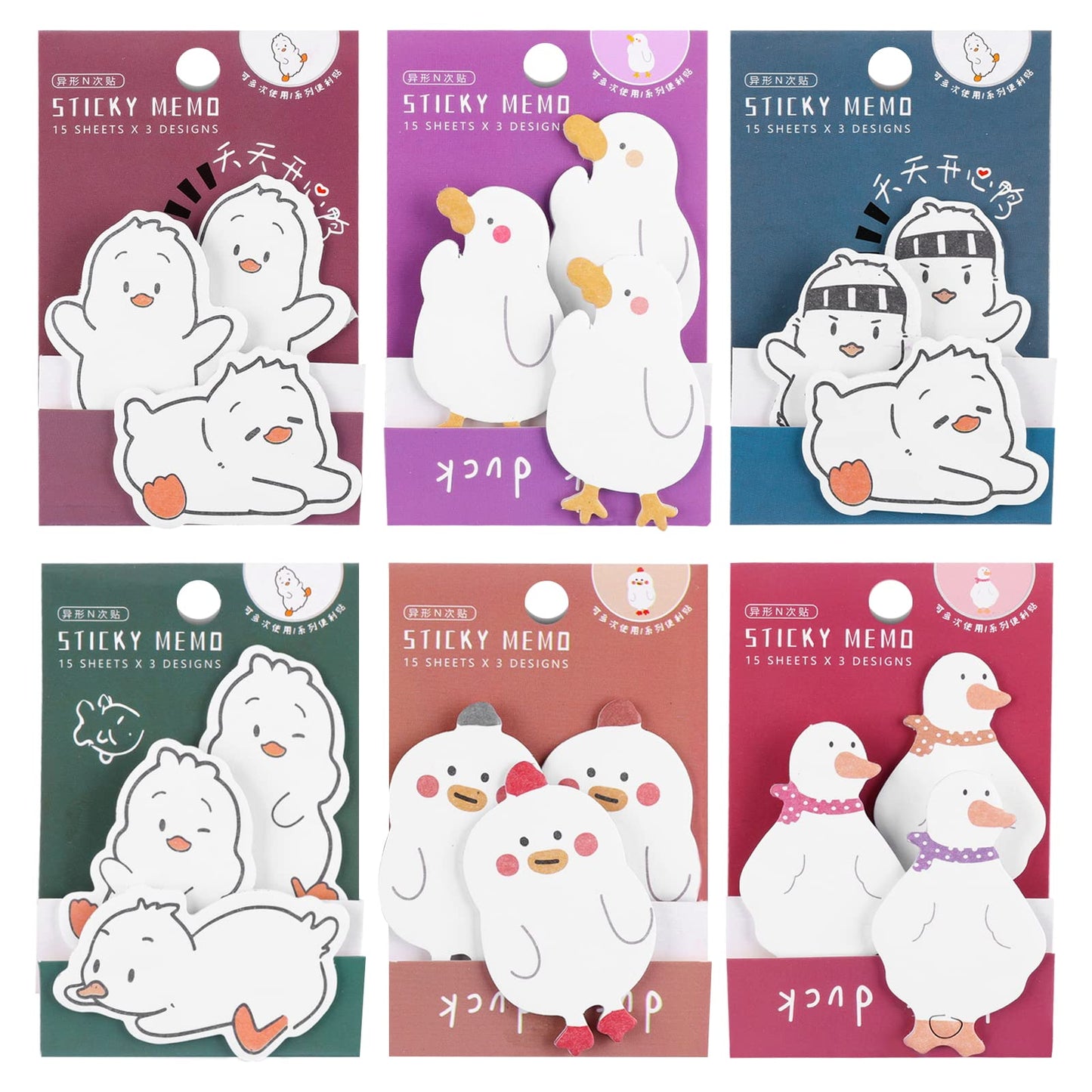 cobee Cute Cartoon Sticky Notes, 6 Pack Animal Shape Self-Stick Notes Cute Self-Adhesive Memo Pads Students Home Office Bookmarks and Index Tab Supplies