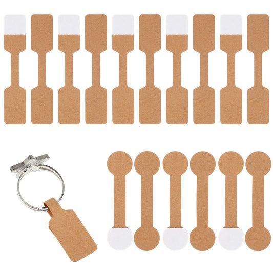 Molain 800Pcs Self-Adhesive Tags Stickers, Jewelry Price Tags Stickers Cable Labels Rectangle and Round Pendant Labels for Bracelets, Necklaces, Earrings Price Identify Label (Brown)