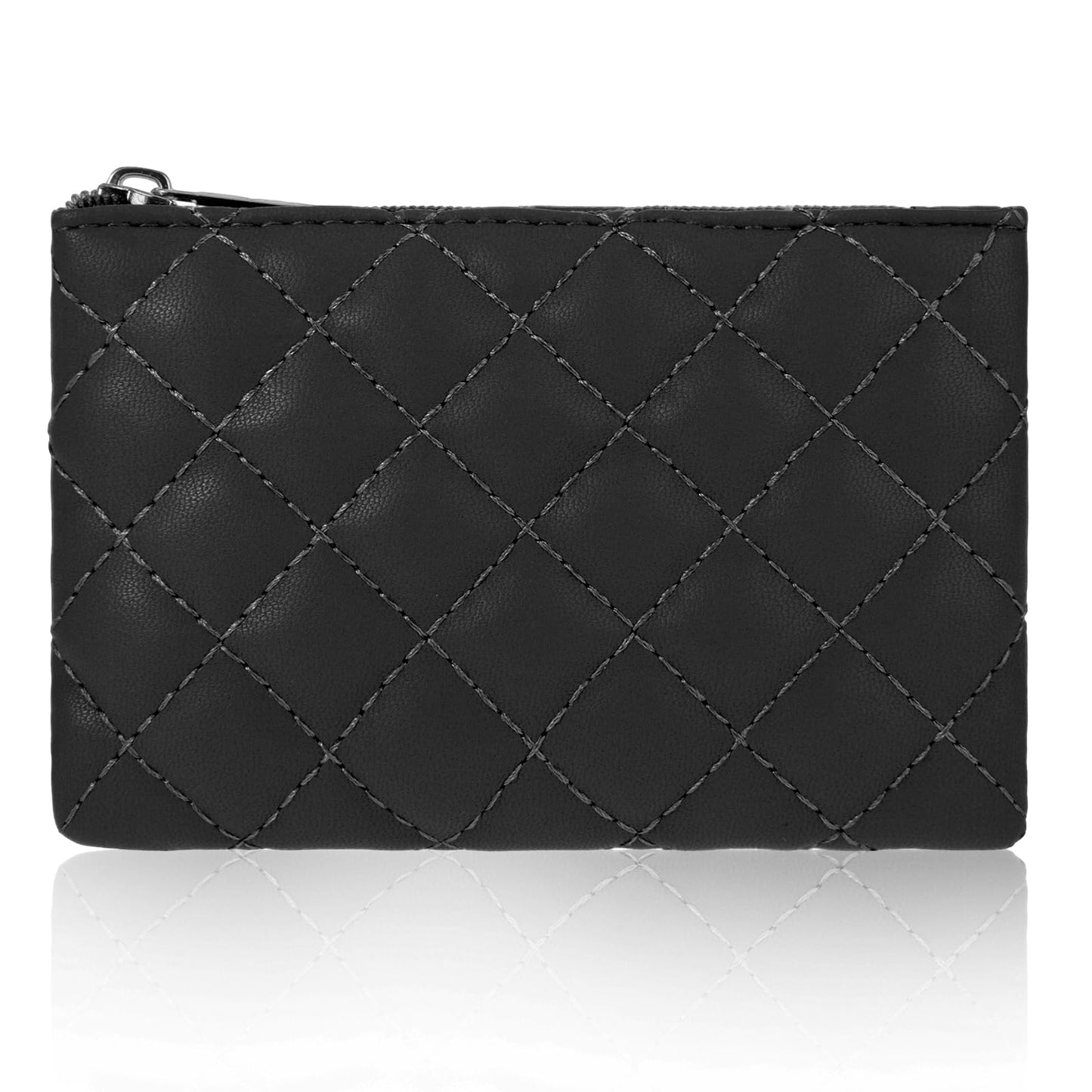 GEEHUA Women Coin Purse, Small Leather Coin Bag Credit Card Case Zipper Coin Pouch Portable Wallet Mini Coin Bag(Black)