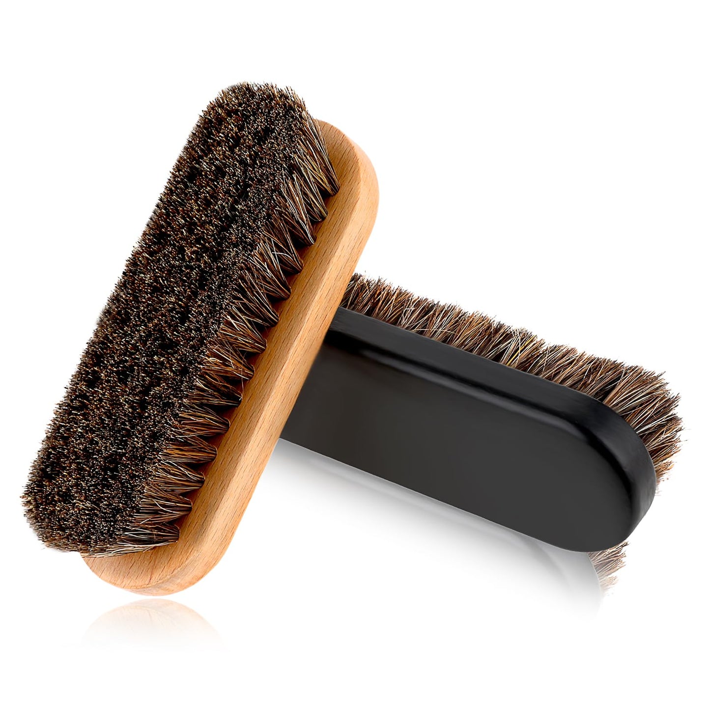 Amabro Shoes Cleaning Brushes, 2 PCS Leather Shoe Boot Brush Horse Hair Polish Brush Hair Leather Boot Care Kit for Leather Bags Leather Clothes Sofas Suede Sneakers Shoes