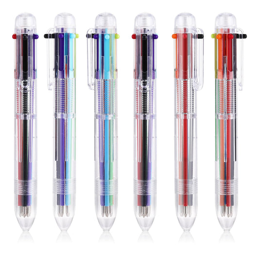 cobee 6 in 1 Multicolor Ink Pens, 6 Pieces 0.7mm Retractable Ballpoint Pens Fine Point Multicolor Ballpoint Pen Office School Students Supplies 6 Colors