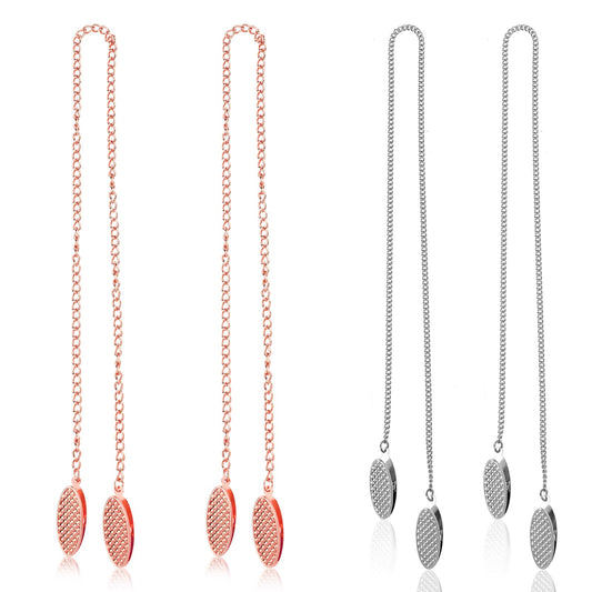 Molain 4Pcs Napkin Chain, 55cm Metal Chain Napkin Clips Portable Napkin Holder Towel Apron Bibs Fixing Clip for Men Women Elderly or Pet Fixing Napkins(Rose Gold+Silver)