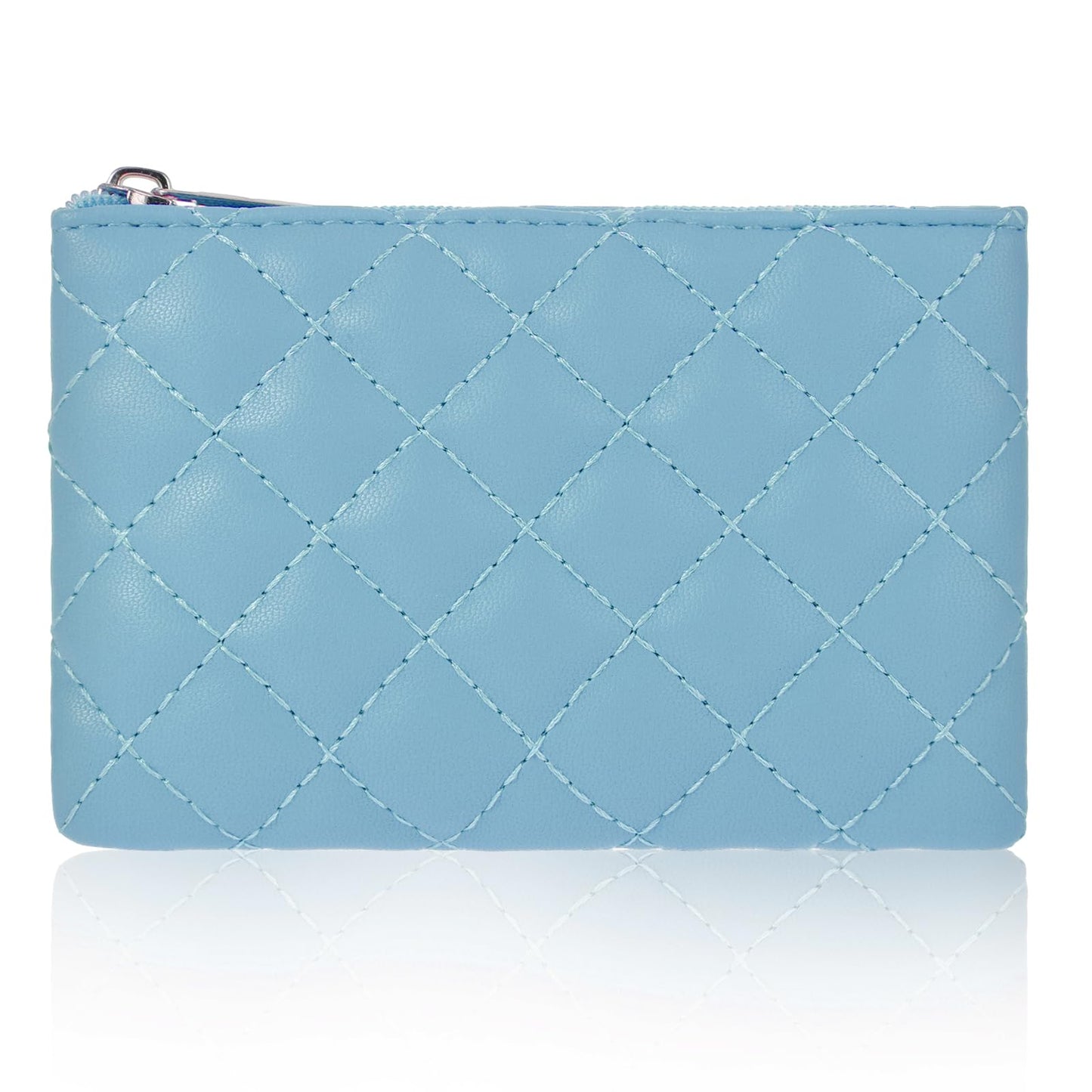 GEEHUA Women Coin Purse, Rhombus Embroidery PU Leather Coin Wallet Zipped Portable Wallet Ladies Coin Purse Mini Coin Bag(Dark Blue)
