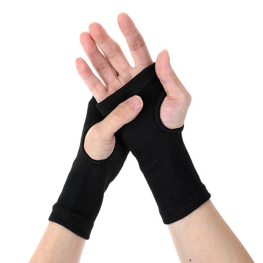 HJZHII 2pairs Wrist Sleeves, Palm Brace Wrist Support Sleeves Elastic Hand Wraps Breathable Fingerless Mittens Compression Carpal Tunnel Wrist Brace Covers for Fitness Sports Driving Cycling(Black)