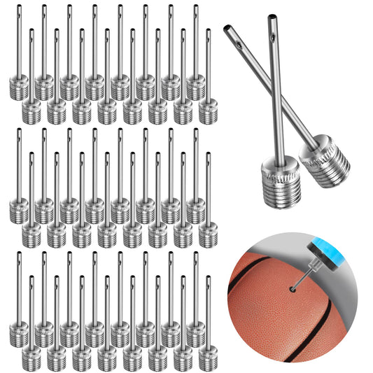 cobee Ball Pump Inflation Needles, 50 Pcs Dual-Port Basketball Pump Needles Stainless Steel Pump Needles Pins for Blowing Up Football, Basketball, Volleyball, Rugby, Soccer and All Other Sports Balls