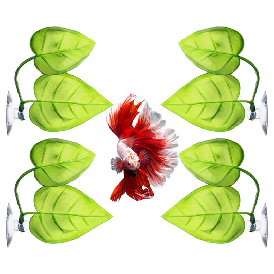 Molain 4pcs Leaf Betta Fish Bed Pad Leaf Betta Fish Hammock Lightweight Realistic Resting Spot Comfortable Decoration For Fish Tank Aquarium Decor for Betta Habitat Breeding Resting