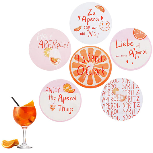 MBAIYO Coasters, Pack of 6 Funny Drinks Coasters, Round Coasters for Table, Desk, Office, Kitchen, Bar, Party, Drinks, Furniture Protector