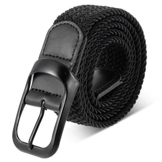 HJZHII Men's Elastic Belt, 110cm, Woven Fabric, Elastic Belt for Men and Women, Black, 112*3.4cm/ 44.1*1.3in, Black, 112*3.4cm/ 44.1*1.3in