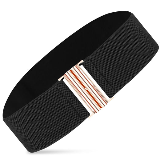 Andibro Wide Elastic Belt for Women, Stretch Waist Belt Ladies Dress Buckle Belt Vintage Cinch Belt Adjustable Waistband(Black)