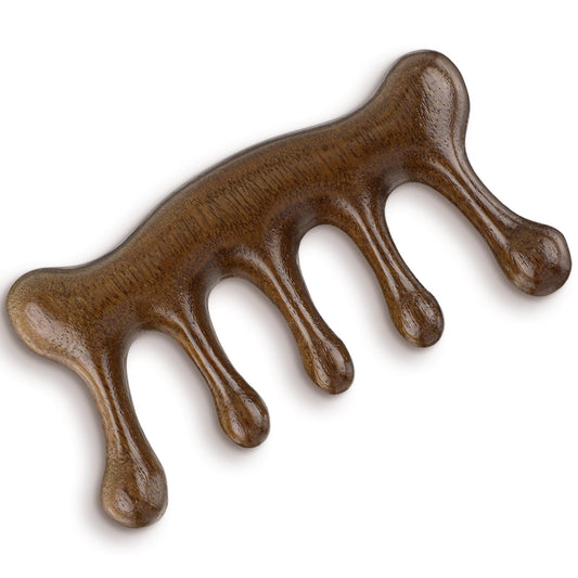 Amabro Wooden Massager, Multi-Purpose Hair Care & Body Massage Comb, Guasha Scalp Tool for Stress Relief, Portable Neck & Facial Massager (Style-B)
