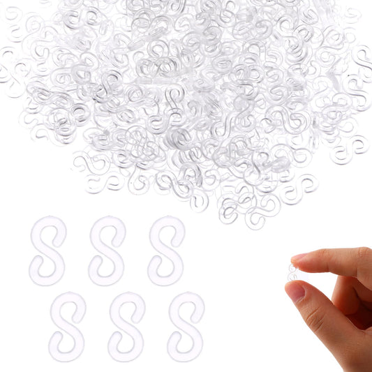 Molain 1000 PCS S Clips Rubber Band Bracelet Clips for Loom Bracelets, Plastic Loom Rubber Band Clips Bracelet Connectors Refills Bracelet Kit for DIY Handicrafts Bracelet Making(Clear)