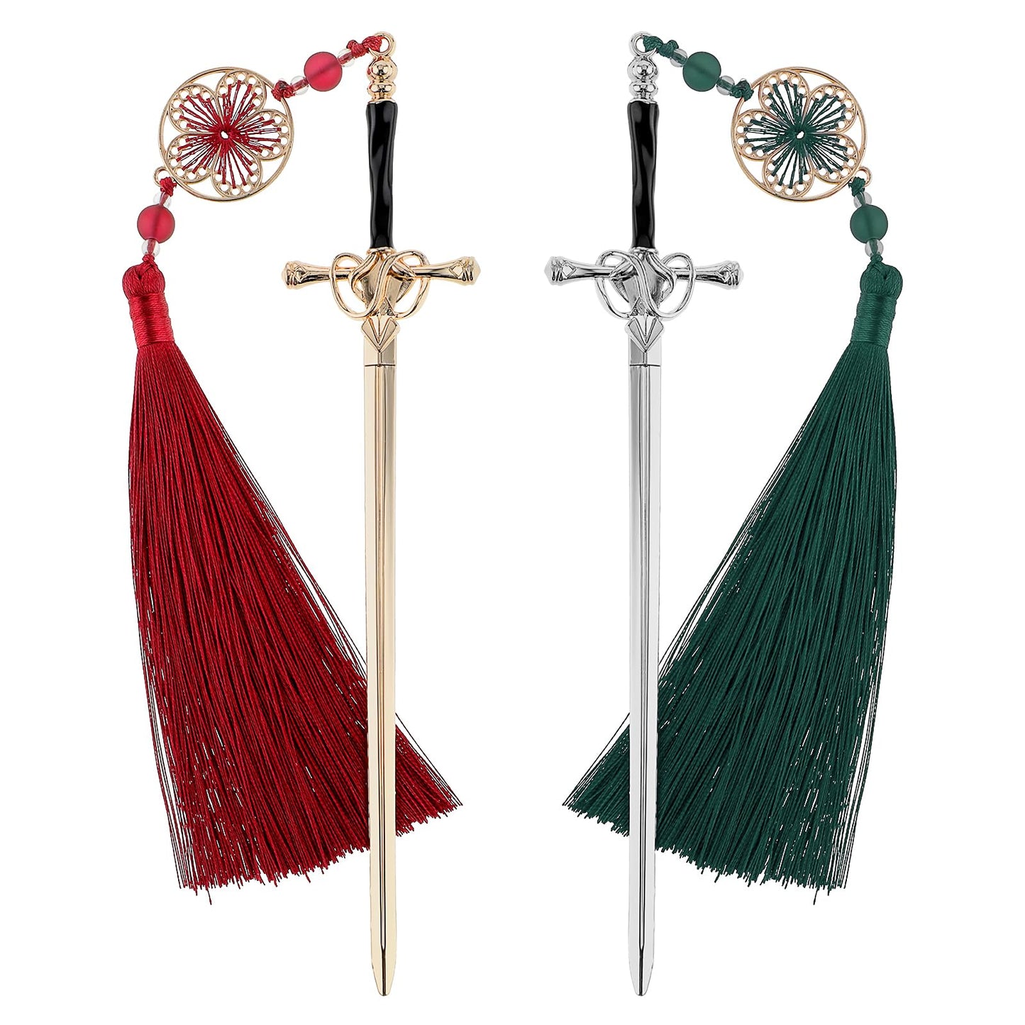 Jeffdad 2Pcs Sword Katana Bookmark Vintage Tassel Metal Pendant Bookmarks Unique Book Lovers Presents Valentine's Day Gifts Thanks Gift for Boyfriend