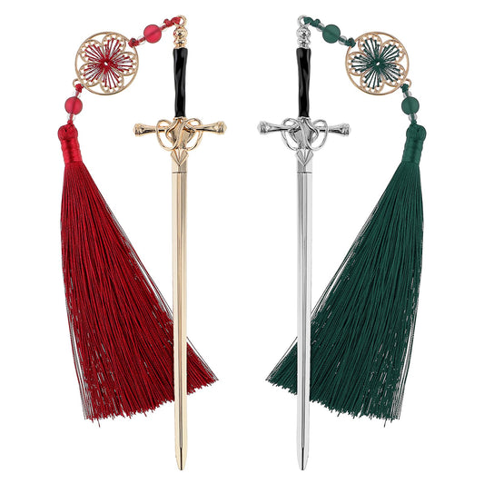 Jeffdad 2Pcs Sword Katana Bookmark Vintage Tassel Metal Pendant Bookmarks Unique Book Lovers Presents Valentine's Day Gifts Thanks Gift for Boyfriend