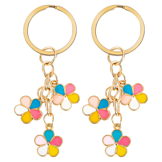 Bewudy 2Pcs Flowers Keyrings Keychains For Women, Key Chain Pendant Key Ring Decoration For Girls, Best Gift for Women Key Purse Bag Accessories (Color 2 Pcs)