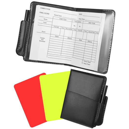Bewudy Soccer Referee Cards, 2 Pack Red and Yellow Cards Set, Wear-Resistant Referee Card with Record Paper Warning Referees Kit for Soccer Volleyball Baseball Caution and Dismissal Card