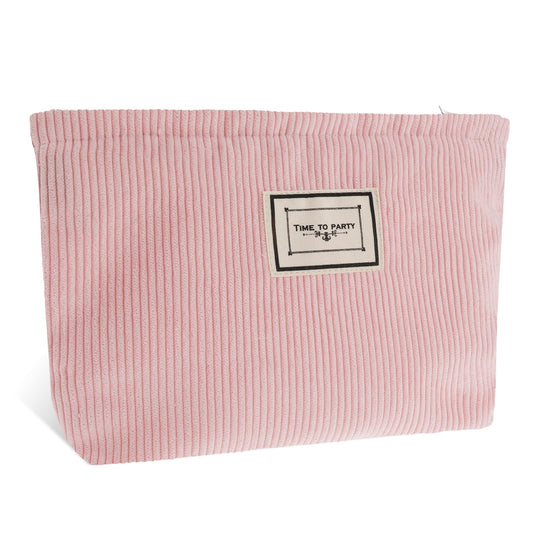 Jeffdad Cosmetic Bags for Women, Small Make Up Bag for Purse, Corduroy Makeup Bag with Zipper, Portable Travel Cosmetic Handbag Pouch Gifts for Women Girls Lady(Pink)
