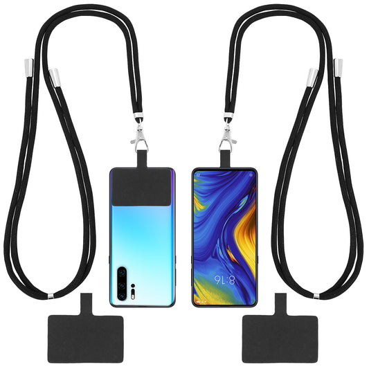 Molain 2 Pcs Phone Lanyards for Around the Neck, Universal Cell Phone Lanyard Crossbody, Adjustable Mobile Phone Straps, Nylon Patch Phone Neck Strap Compatible with All Smartphones (Black)