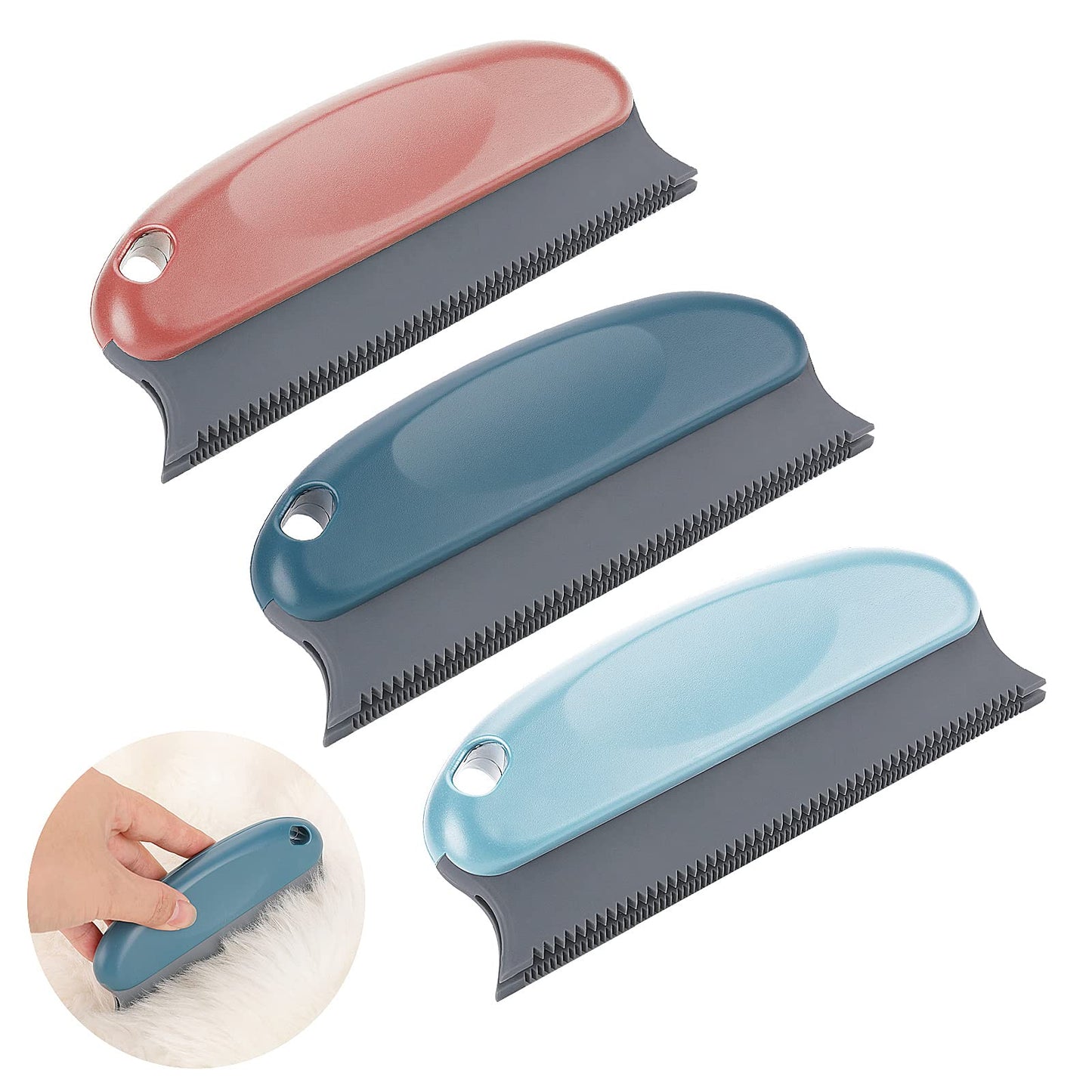 cobee Pet Hair Remover Brush,Cat Dog Hair Remover for Carpet Lint Remover Hair Remover Comb for Funiture Couch Clothing Car Blankets(Red, Light Blue, Dark Blue)