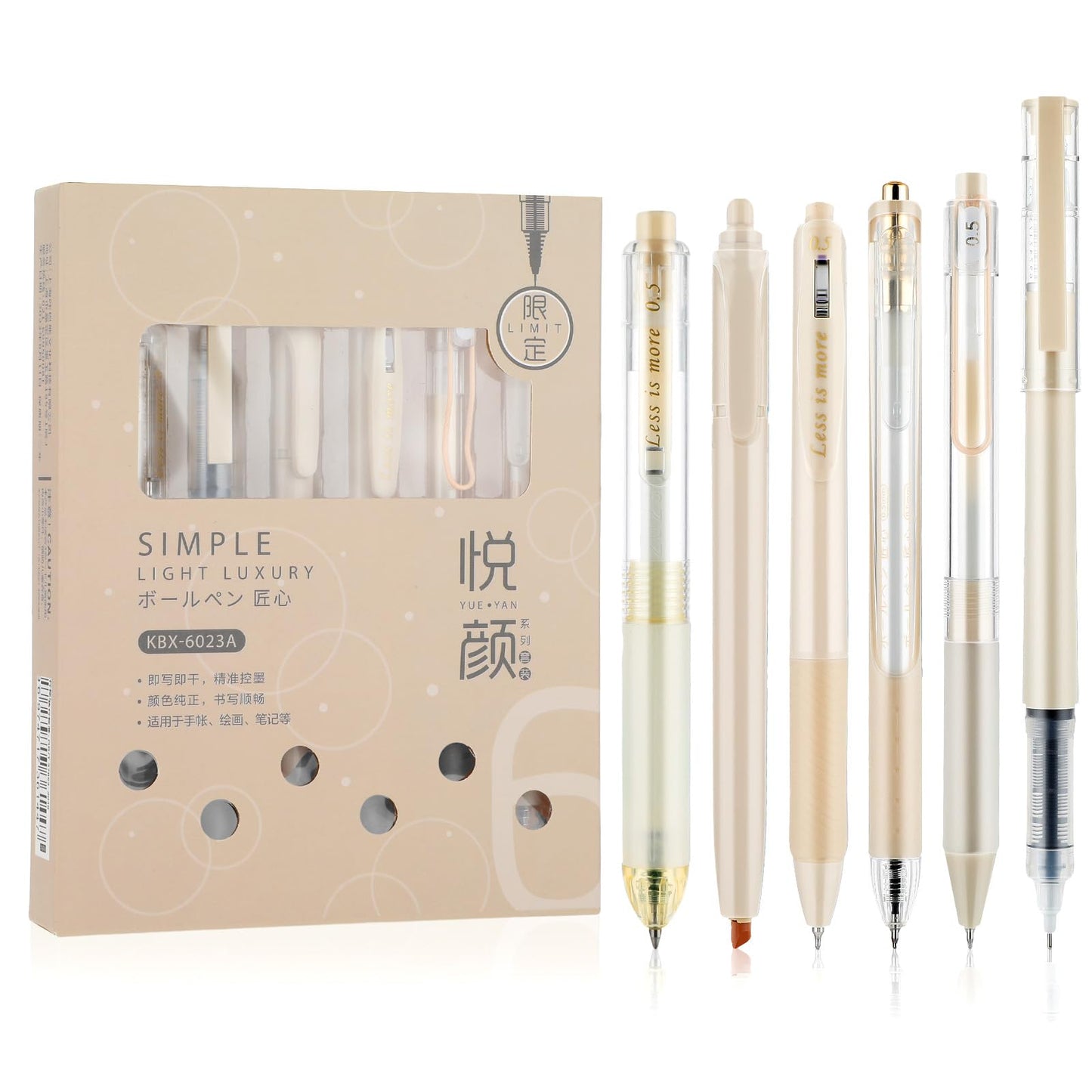 TIESOME 6 PCS Cute Gel Pens Set, 0.5mm Fine Point Black Ink Gel Pens Kawaii Pens 5 PCS Retractable Gel Pens with 1Pack Highlighter for School Office Supplies Aesthetic Pretty Pens (Yellow)