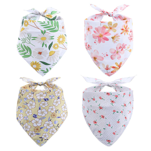 MBAIYO 4Pcs Adjustable Dog Bandana Scarf,Boho Pet Bandanas Triangle Bibs Puppy Kerchief Accessories Pet Costume Supply Reusable Animal Bib for Small Medium Large Dogs and Cats