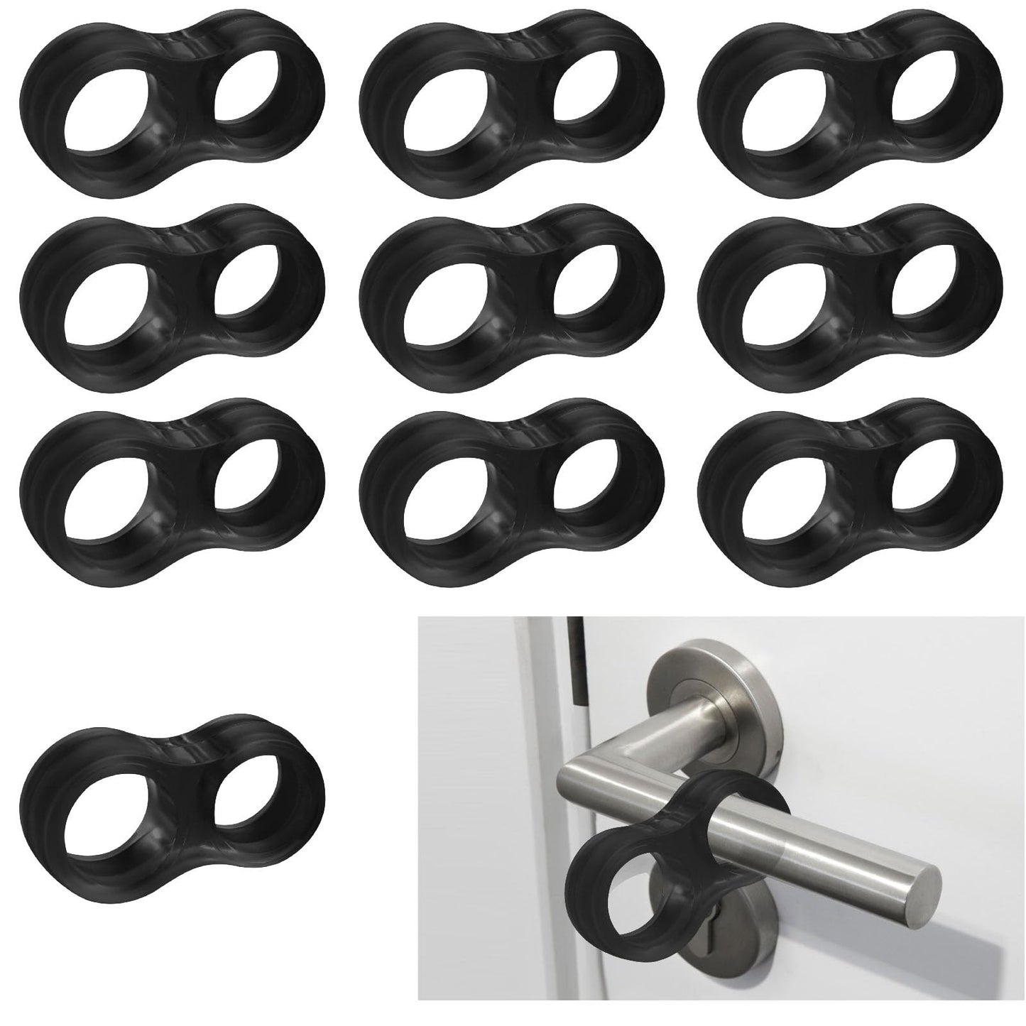 Giantree 10Pcs Door Stop Handle, Door Stop Lever Buffer Door Handle Stopper Anti-Collision Ring Door Handle Protection Cover Protection Door Stop Wall for Office School Home (Black)