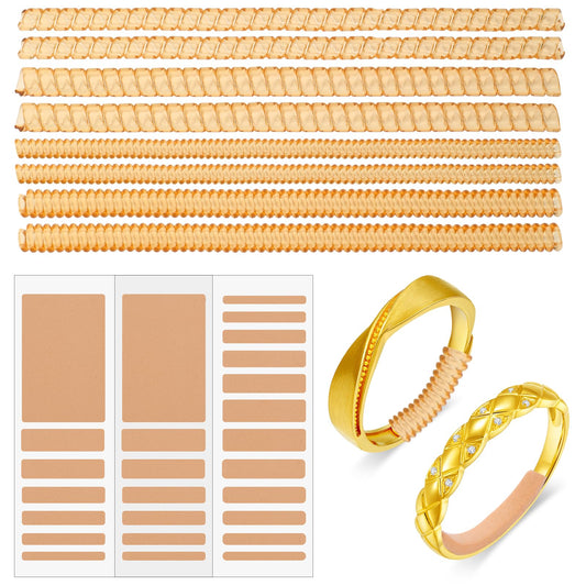 Amaxiu Invisible Ring Sizer Adjuster for Loose Rings, 46 Pcs Spiral Ring Adjusters Fit Wide Rings 4 Styles Jewelry Tightener Spacer Ring Guards Resizer Tightener for Women Men(Gold)