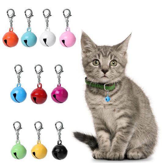 Molain 10 Pcs Cat Dog Collar Bells, Jingle Bell for Cat Collar,Dog Collar Charms,Colourful Pet Small Bells with Clasps,Pet Collar Accessories,Festival Party DIY Crafts Decoration