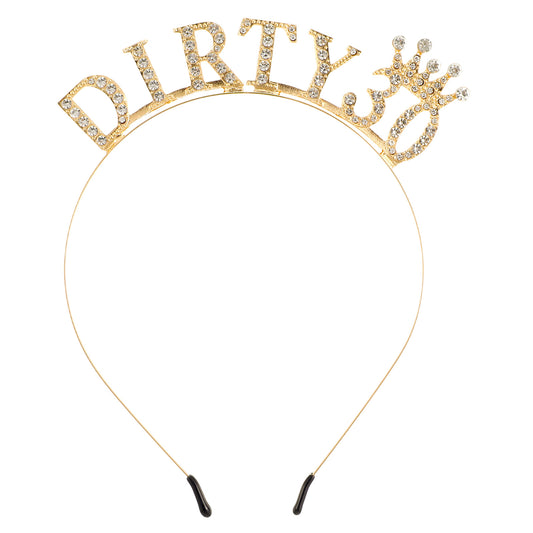 Amabro 30th Birthday Headband, Dirty Thirty Gold Tiara Rhinestone Queen Crown Birthdays Decorations Gifts for Women Sweet Accessories Happy Birthday Party Supplies