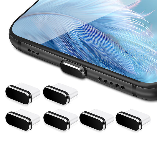 AOZUO 6 Pcs Type C Anti Dust Plugs, USB C Dust Cover Charging Port Plugs Protector Caps Black Type-C Anti Dust Plug Cover for Smartphones Tablets