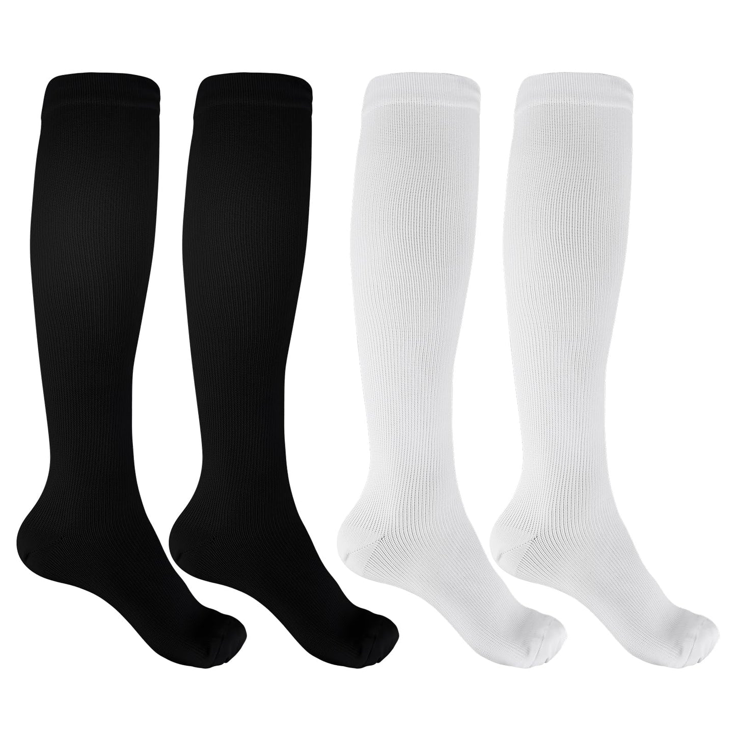 Jeffdad 2 Pairs Compression Socks for Women Men, 15-25mmHg Knee High Compression Stockings for Sport, Medical Compression Flight Socks for Nurses Running Flying Pregnancy Travel(L-XL)