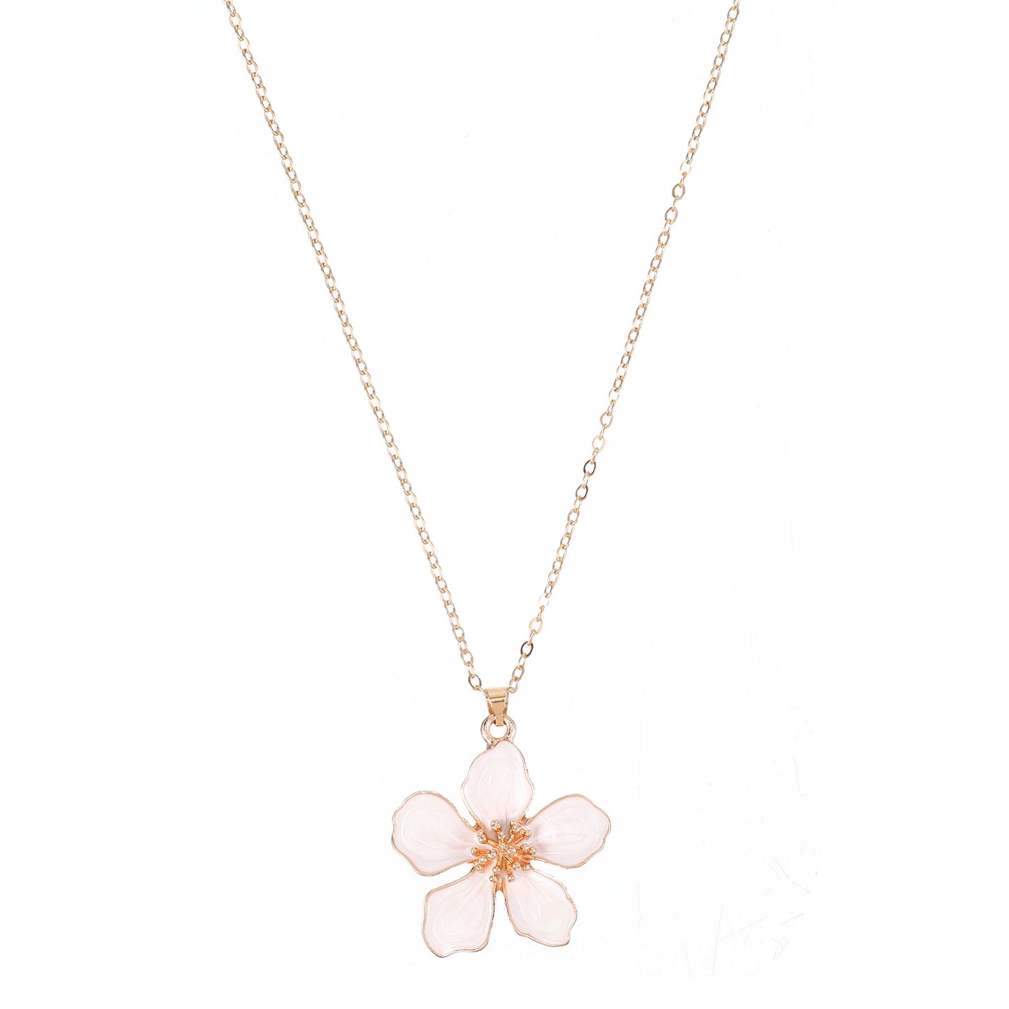DOPENSPI Gold Flower Pendant Necklace, Gold Metal Folded Flower Necklace