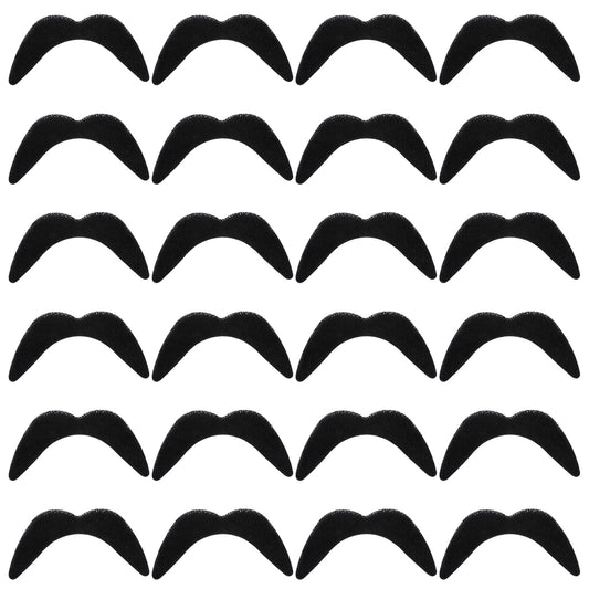 Giantree Self-Adhesive Fake Mustache, 24 Pcs Black Novelty Plush Mustaches Hairy Sticker Mustache Detective Moustache for Christmas Halloween Party Supplies Decorations