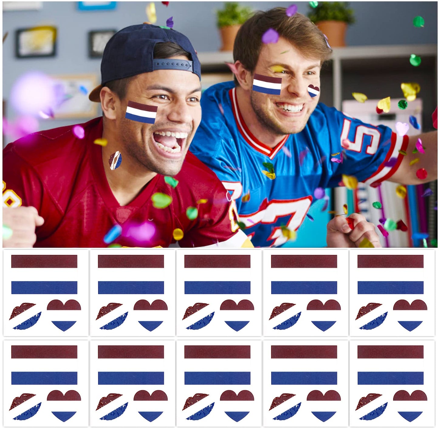 Cobee Waterproof Flag Temporary Tattoos, 30 Pieces Flag Sticker for Soccer Match World Cup Body Decoration Decals National FlagTattoos for Kids Adults Party Festival 3 Shape (Netherlands)