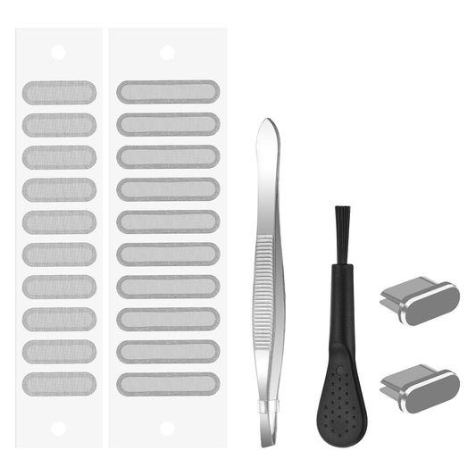 Jeffdad 20Pcs USB C Dust Plug USB C Cleaning Kit, USB C Port Cover, Phone Speaker Mesh Cover, Phone Port Cleaning Brush and Tweezer, Compatible with Most Type-C Phones(Grey)