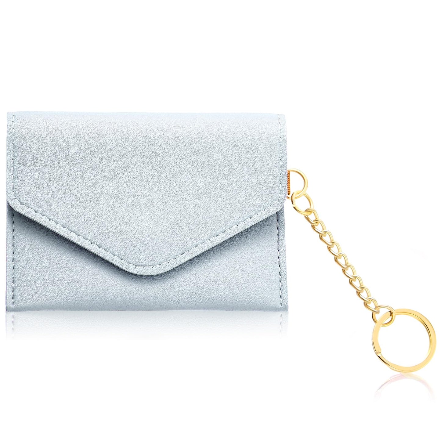 Amabro Small Coin Purse, Leather Change Purse Portable Zipper Keychain Wallet Mini Coin Purse Organizer Pouch Card Case for Women Credit Card ID Key(Blue)