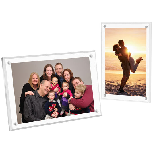 cobee Acrylic Photo Frame with Magnets, 4 x 6 In Clear Picture Frame Minimalist Photo Frame Photo Display for Desktop Tabletop Horizontally or Vertically