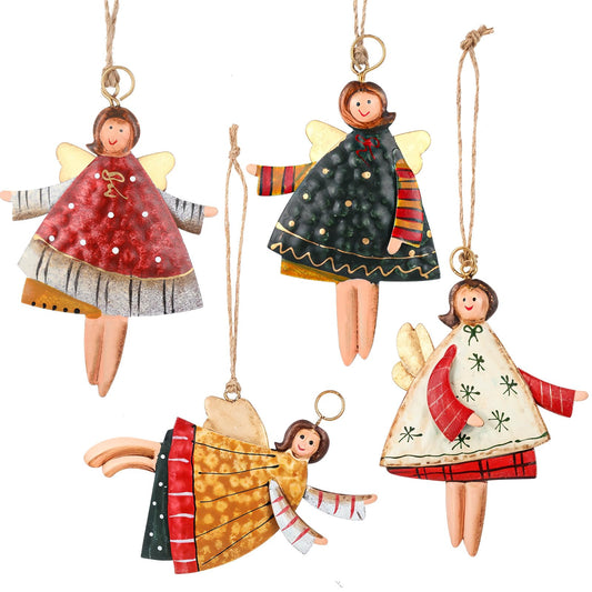 MBAIYO Christmas Angel Pendants, Pack of 4 Small Angel Pendants, Christmas Pendants, Metal Christmas Decoration for Christmas Tree Decoration, Christmas Tree Decoration, Christmas Tree Decoration