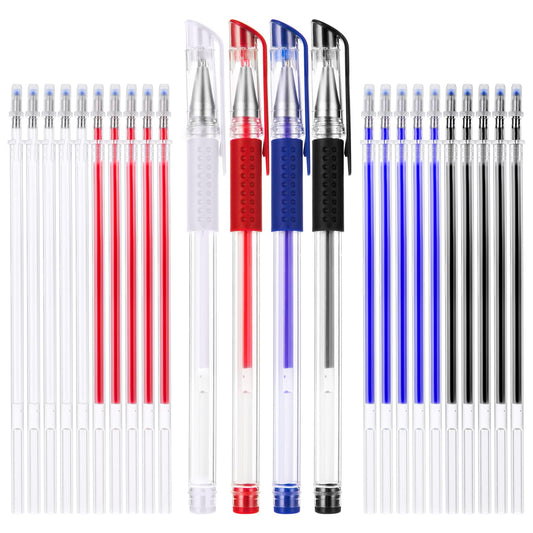 Bewudy 4 Pieces Heat Erasable Pens for Fabric with 20 Refills, 4 Colors Fabric Marking Pens Fabric Markers for Quilting Sewing DIY Dressmaking Fabrics Tailors Chalk Heat Erase Pens of Fabrics