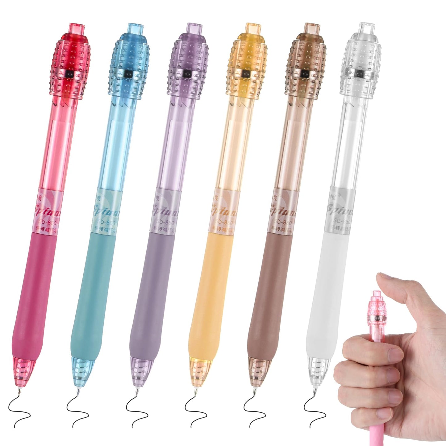 XLIUAX 6pcs Fidget Pen, Rotating Gel Pens 0.5mm Fine Point Black Ink Ballpoint Pen Smooth Writing Rotating Stress Relief Pen Quick Dry Neutral Anxiety Pens for Writing and Drawing School Office Gifts