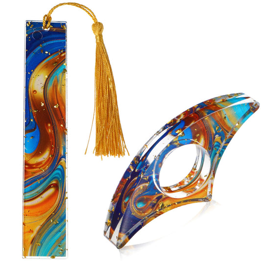 HJZHII Pack of 2 Book Page Holders Thumb with Tassel, Glitter Bookmark Personalised Made of Resin, Bookmark Made of Resin with Tassels Bookmark Holder Handmade Transparent Page Marker Book Accessories