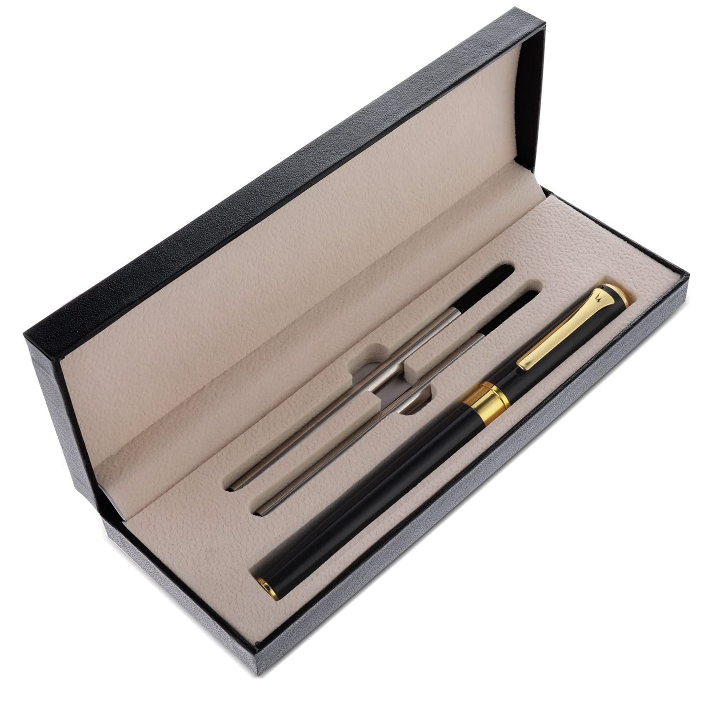 Giantree Luxury Ballpoint Pen, 0.5mm Business Metal Ball Point Pen with 2 Refills Black Ink Pen Smooth Writing Rollerball Pen Fancy Ballpoint Pen Gift for Men Women Signature Executive(Black)