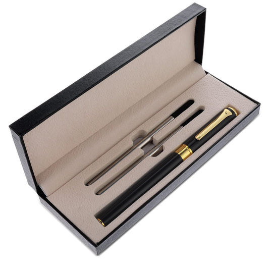 Giantree Luxury Ballpoint Pen, 0.5mm Business Metal Ball Point Pen with 2 Refills Black Ink Pen Smooth Writing Rollerball Pen Fancy Ballpoint Pen Gift for Men Women Signature Executive(Black)